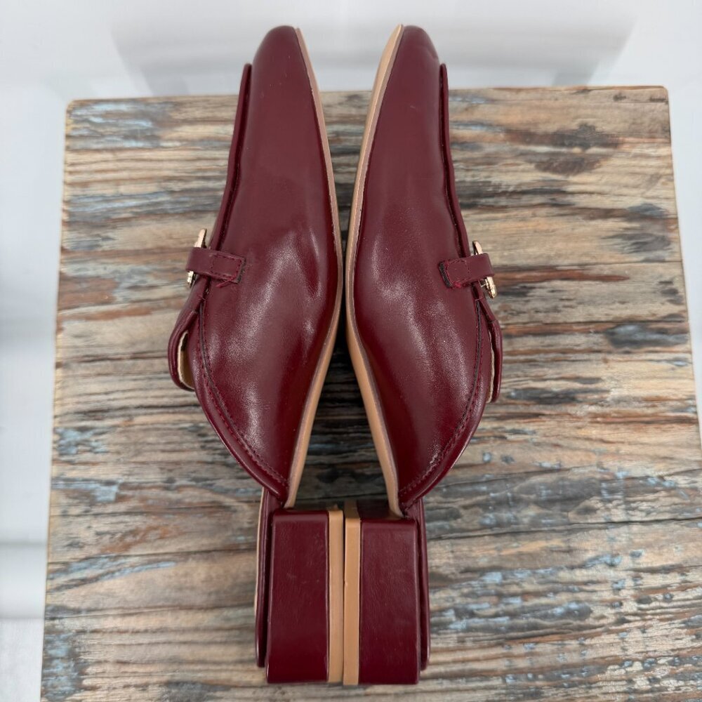 Lulus Burgundy Horsebit Mule Loafers Slip On Flats Equestrian Women's Size 8 - Picture 4 of 5